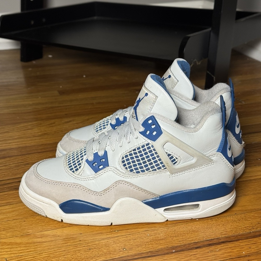 Nike Air Jordan 4 Retro Military Blue 2024 Kids GS HF4281-141 White Blue 4Y